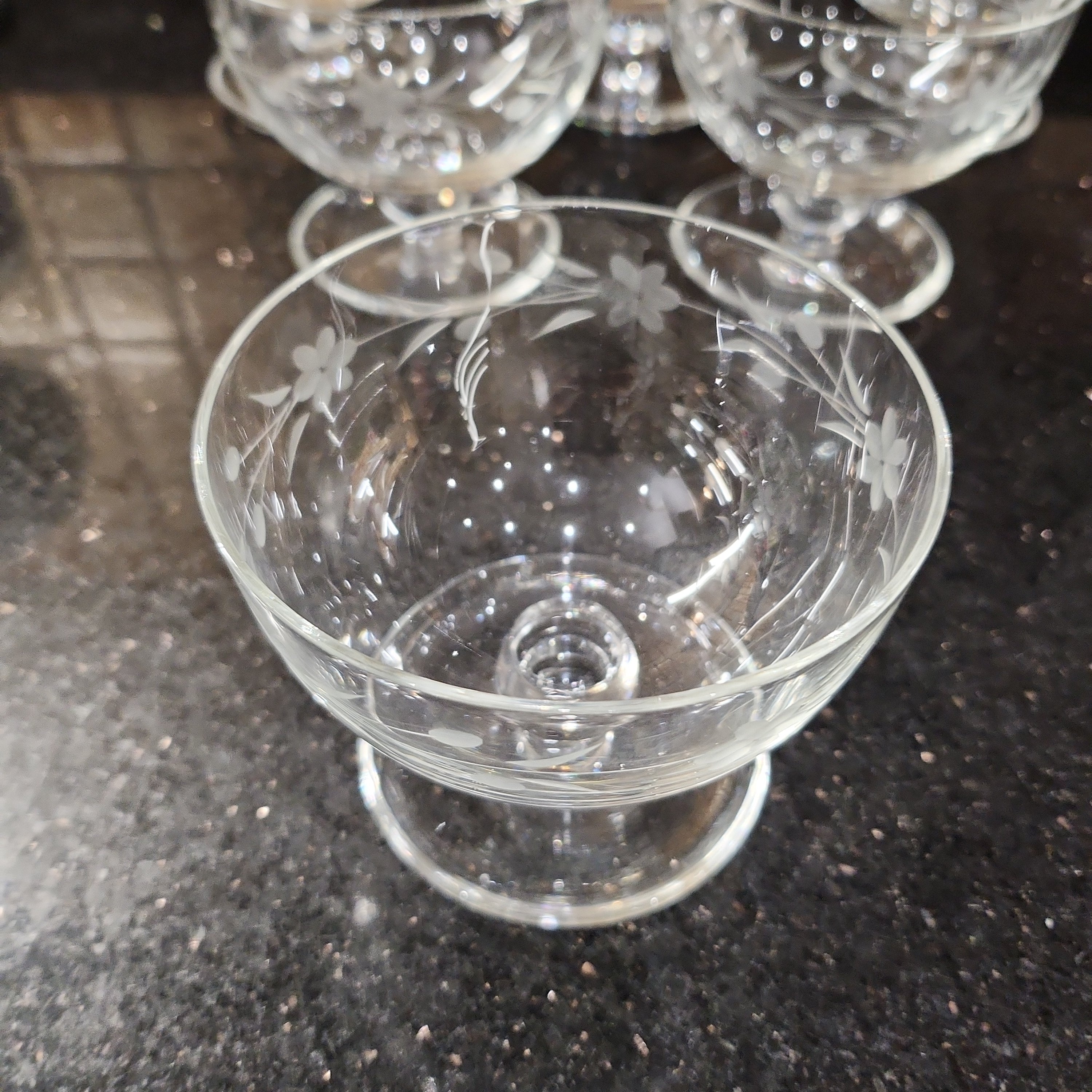 Vintage desert glass with etching