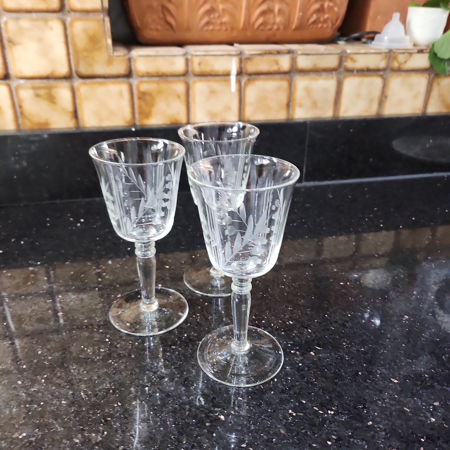 High-quality vintage sherry glass with etching