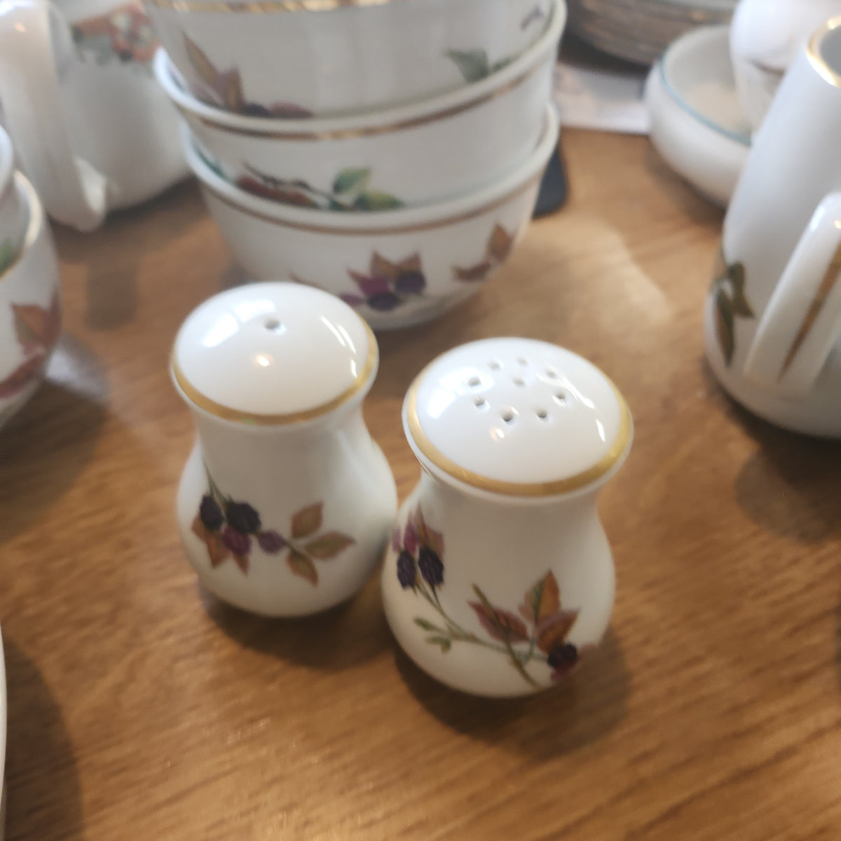 Royal worcester salt and pepper holder a pair