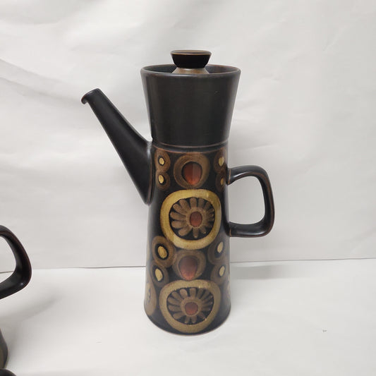 Mid-century rare Denby Arabesque Stoneware big Coffee pot