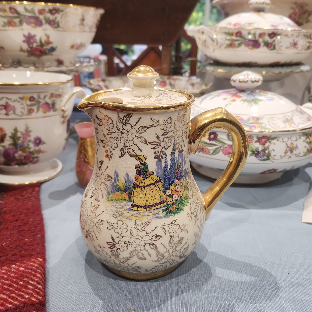 Early century Sudlow Burslem jug with lid - crazing under glazed