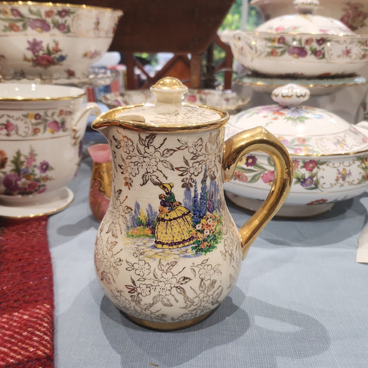 Early century Sudlow Burslem jug with lid - crazing under glazed
