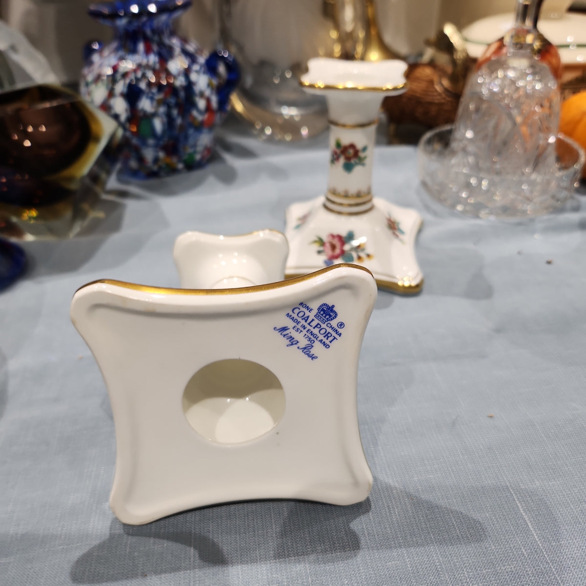 Rare Coalport short candle holder A pair
