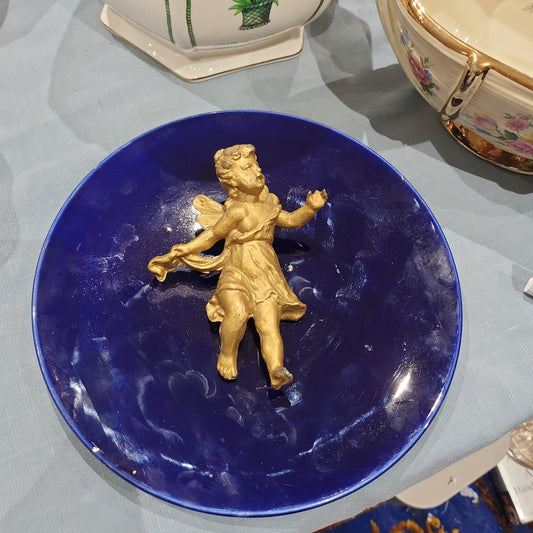 Rare 19th Century French wall plate with Gilt Cherub