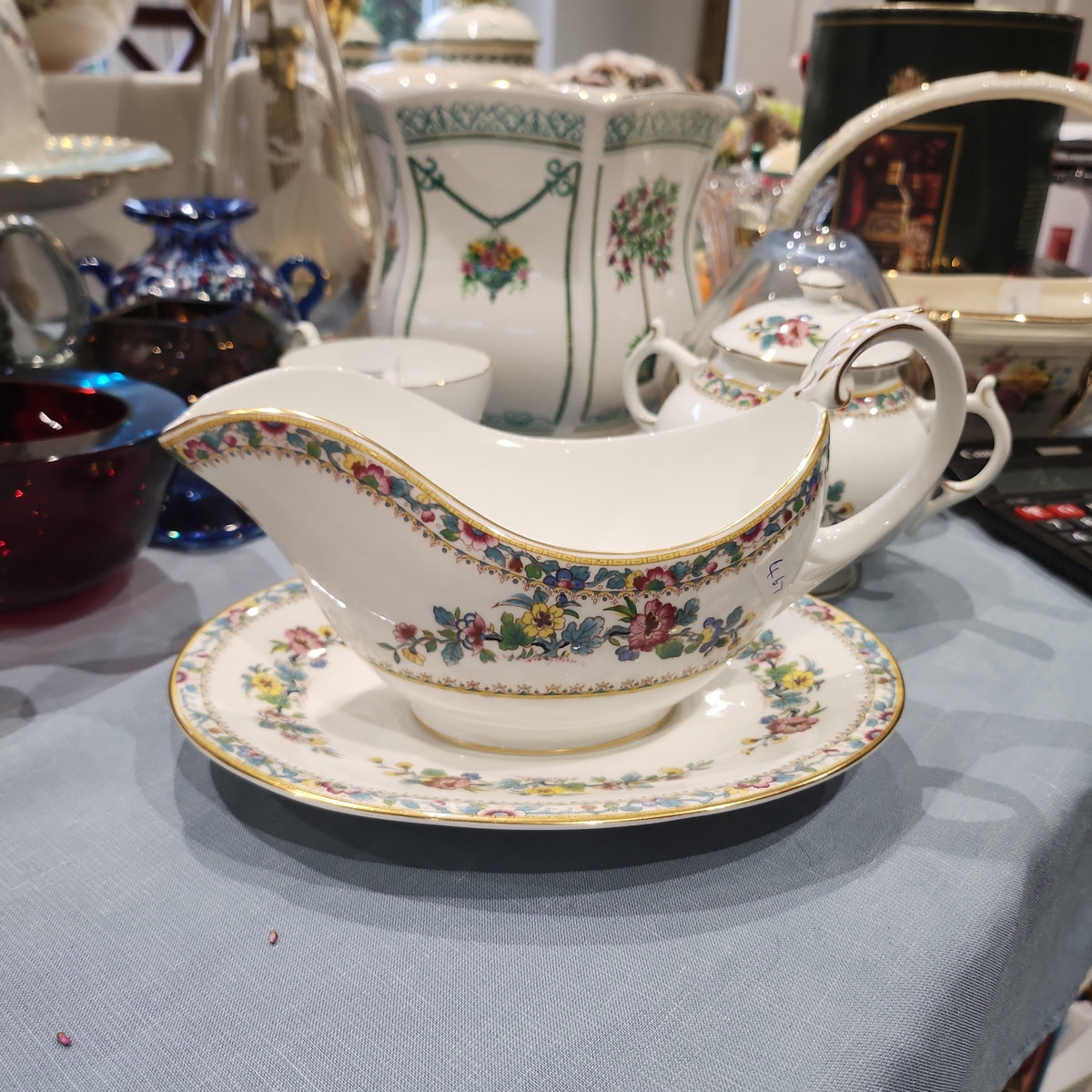 Coalport Ming Rose Gravy bowl with saucer