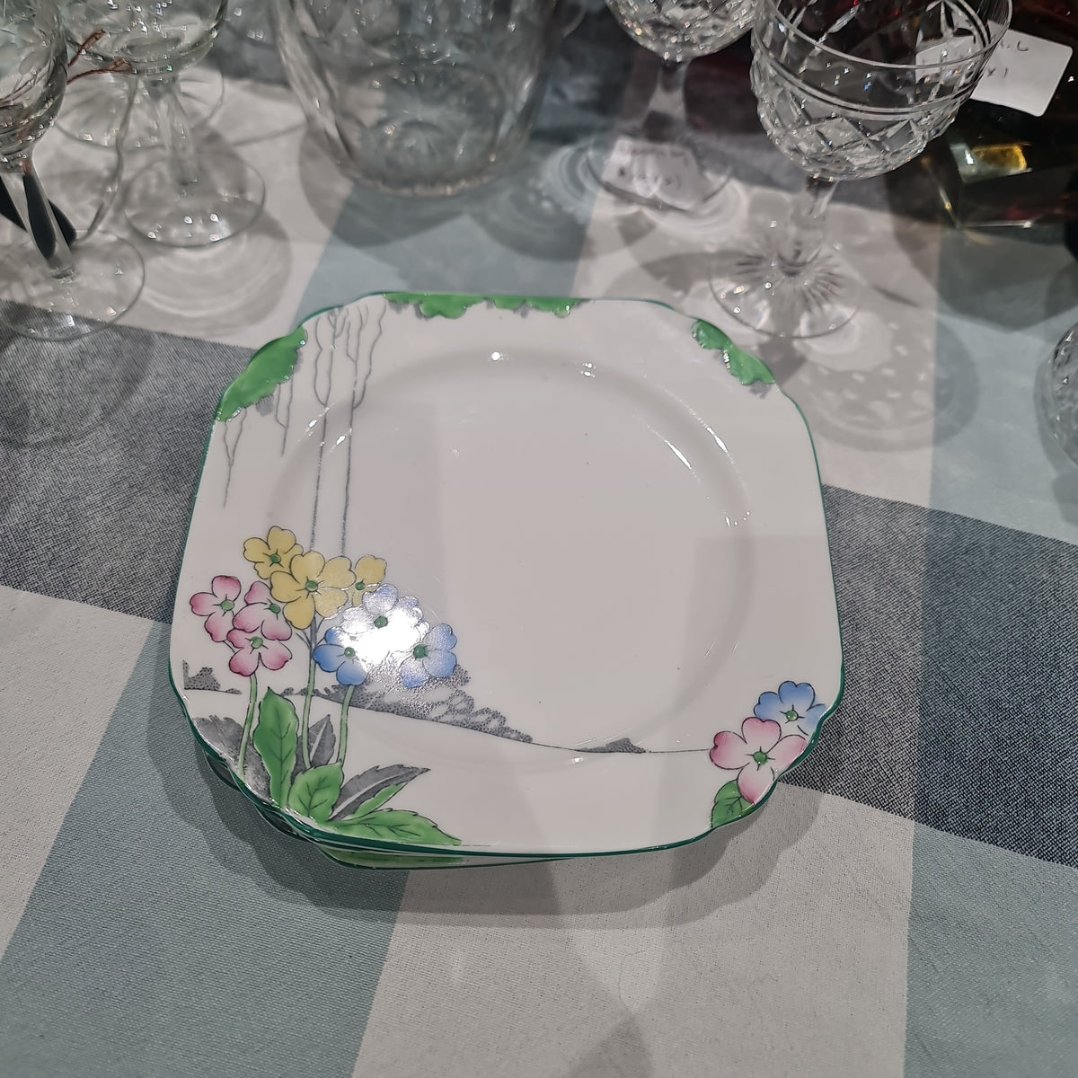 Rare Lea Heathcote handpainted Square desert plate 17 cm0