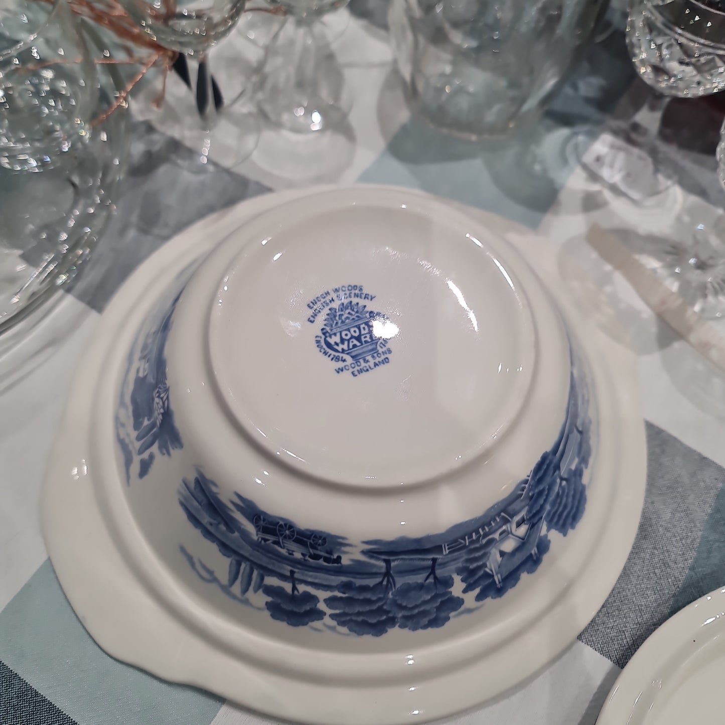 Wood and son blue and white vegetable tureen