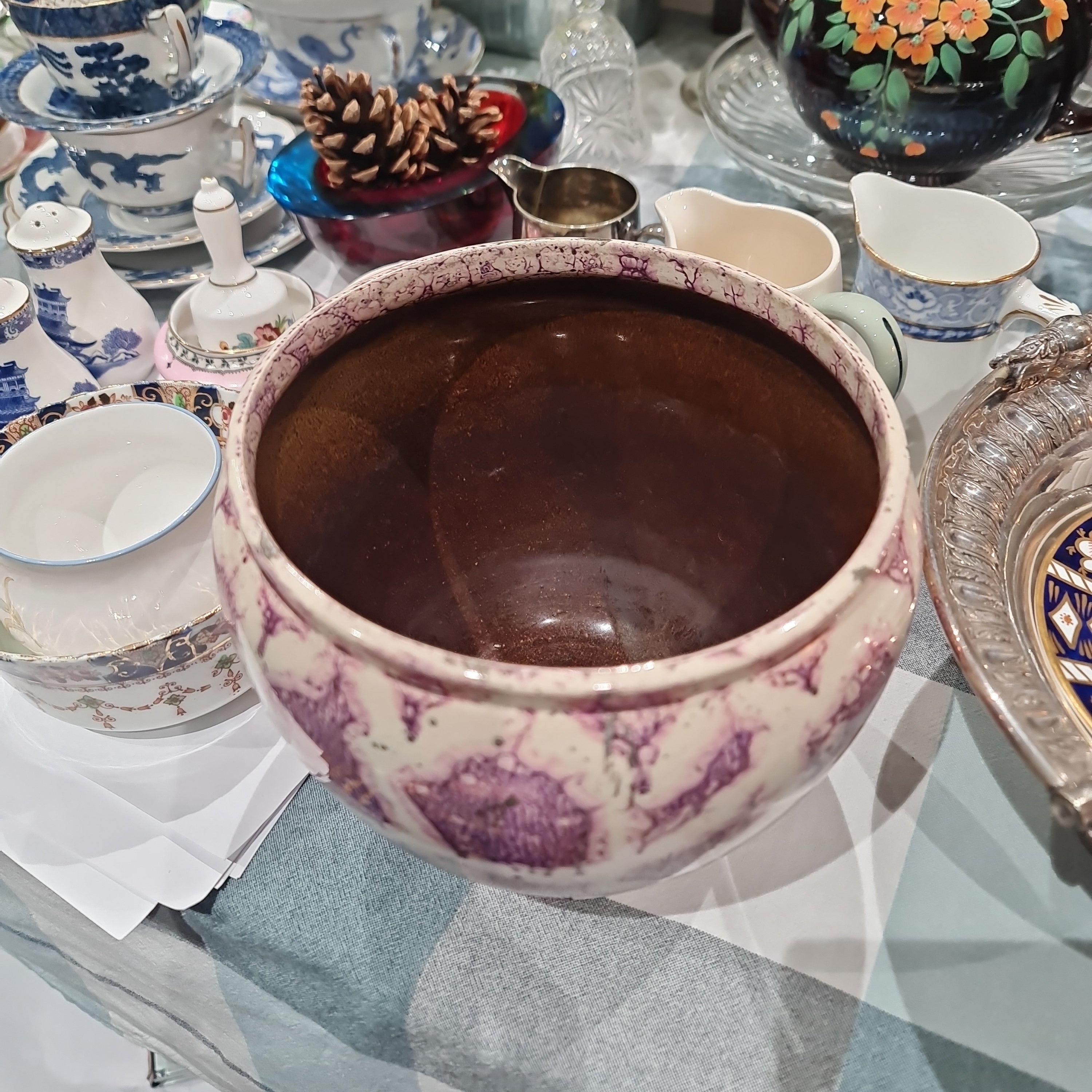 Antique handpaihted plant pot