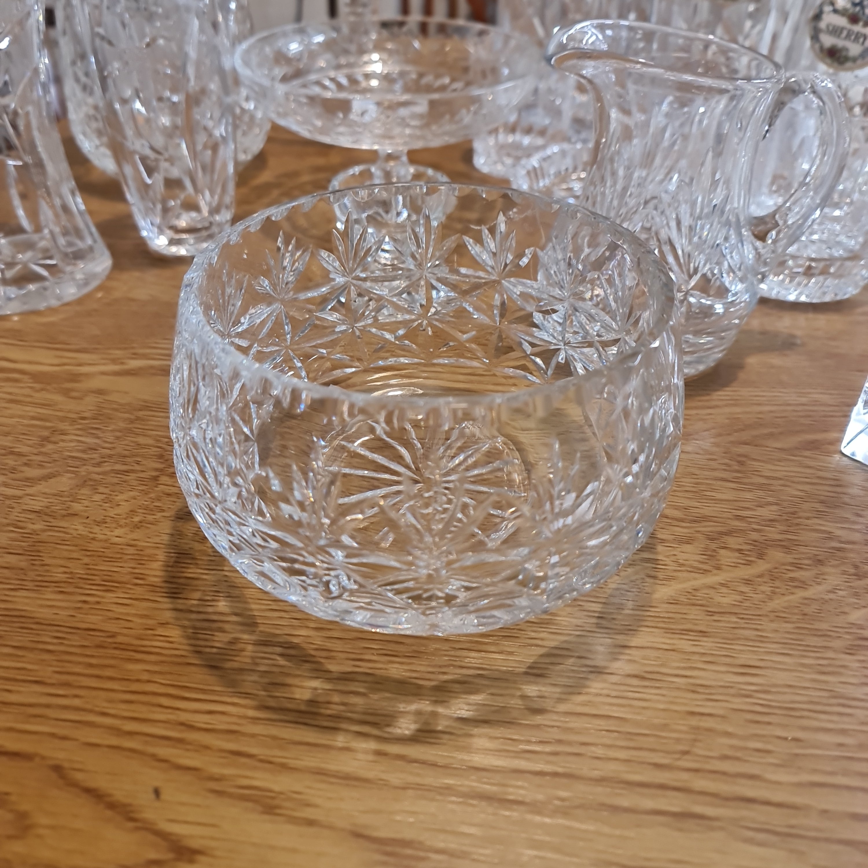 Vintage crystal cut fruit bowl