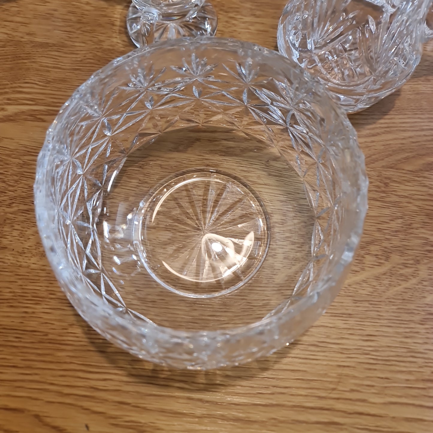 Vintage crystal cut fruit bowl