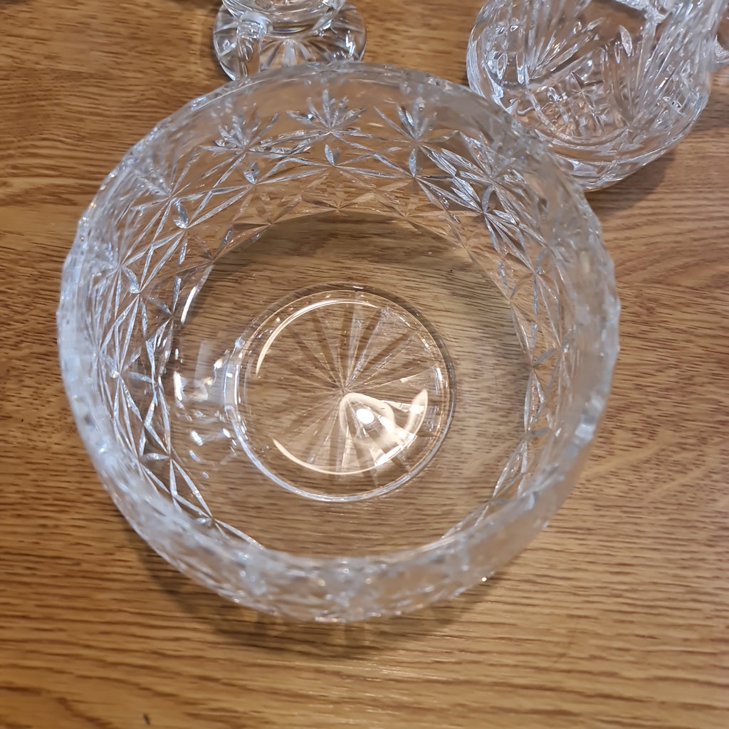 Vintage crystal cut fruit bowl