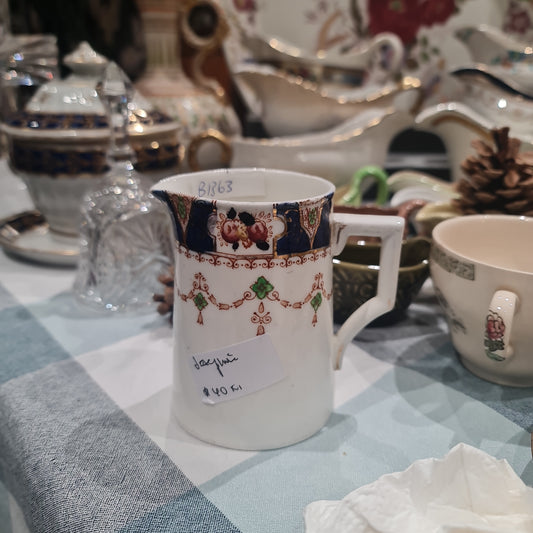 Antique handpainted imari milk jug - blue cobalt