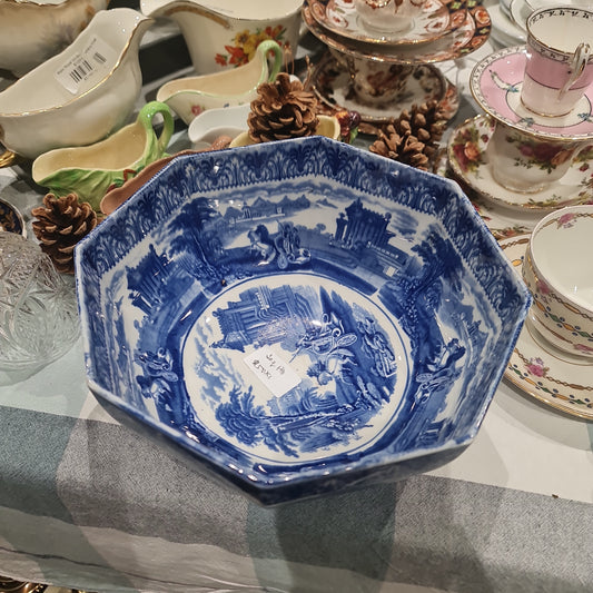 Rare Cauldon Blue and white big bowl with defect