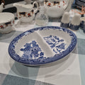Very rare Churchill blue willow 2 section bowl minor defect on edge