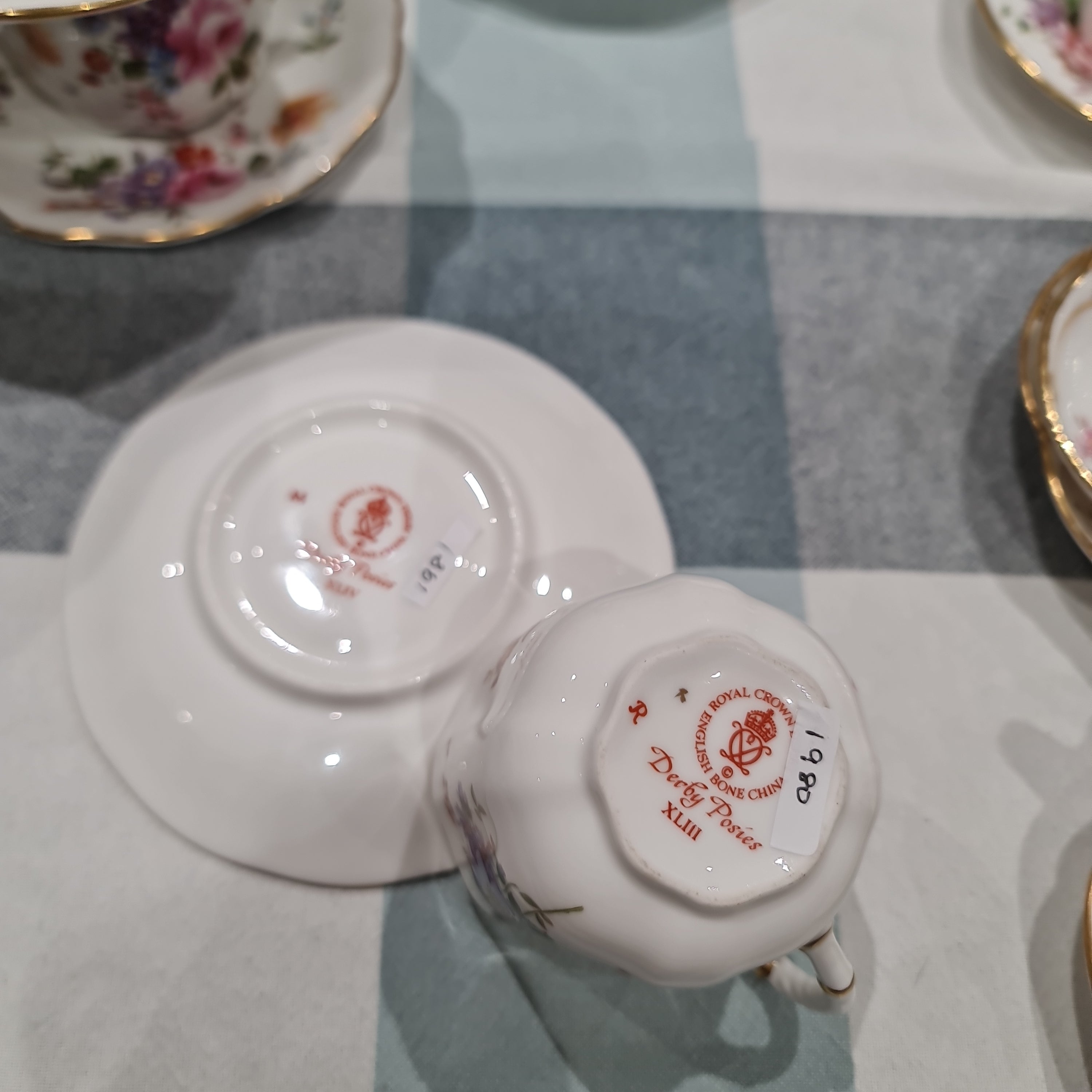 Royal Crown Derby tea set - 1980 cup with 1981 saucer Derby Posies