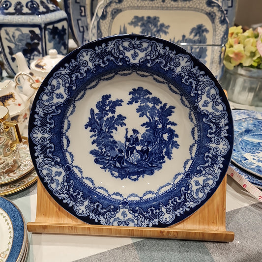 Antique Royal Doulton Watteu Flow Blue Bowl Toile
