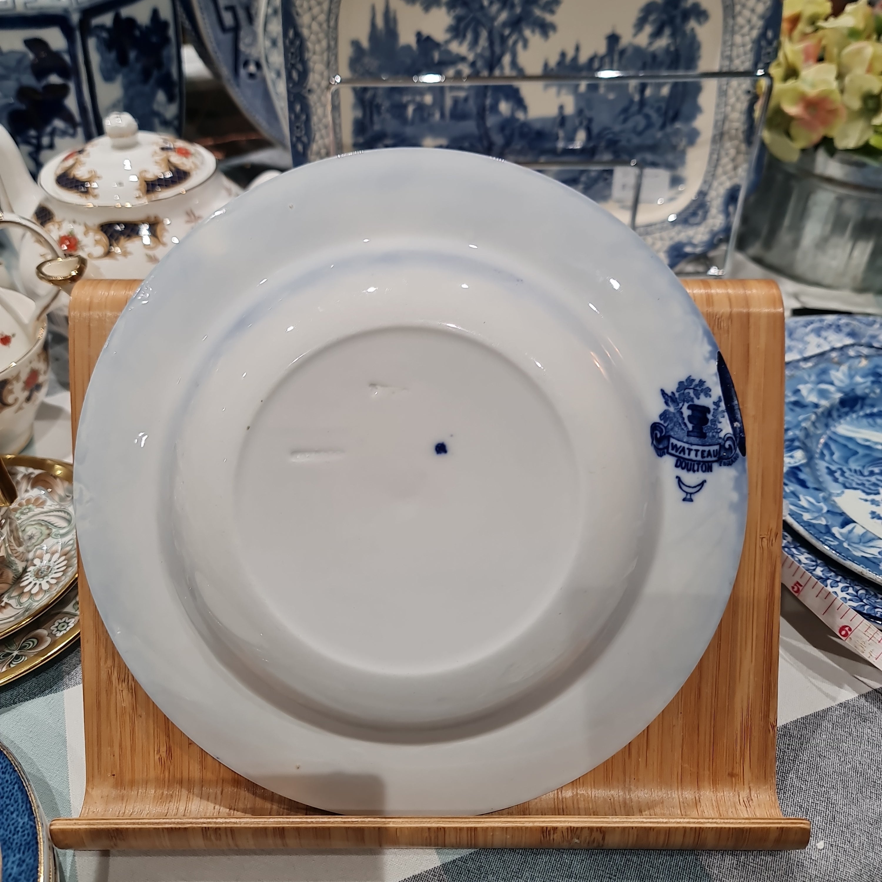Antique Royal Doulton Watteu Flow Blue Bowl Toile
