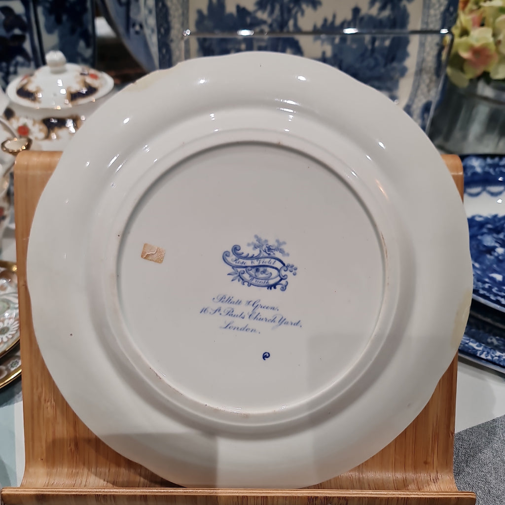 Georgian Ceramics, Antique Dinner Plate, Blue and White, , Montes Pyrenenses, Oriental Pattern, Chinoiserie, Decorative