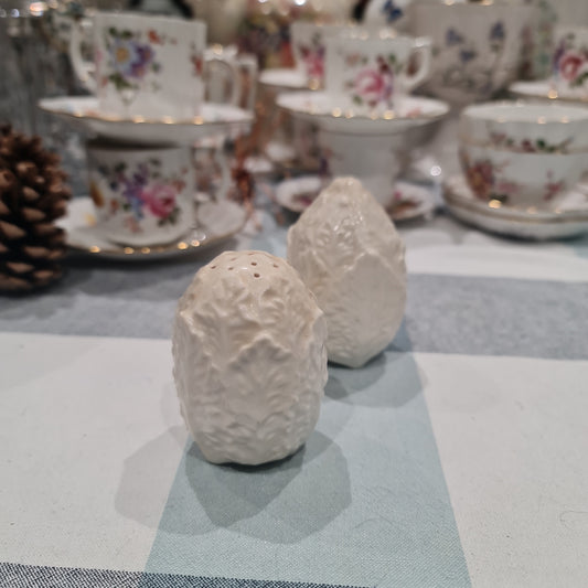 A Pair of Antique coalport cabbage salt and pepper
