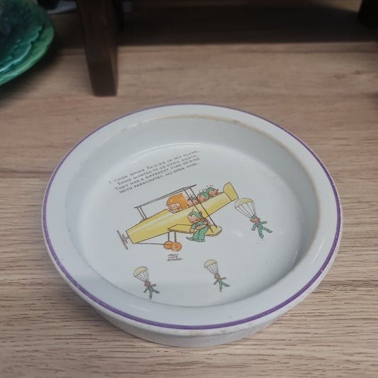 1930s Shelley Pottery Mabel Lucie Attwell Parachuting Boo-Boos Childrens Bowl