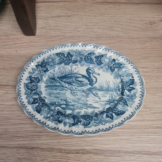 19th century spode copeland wild bird series oval dish 17.5 cm