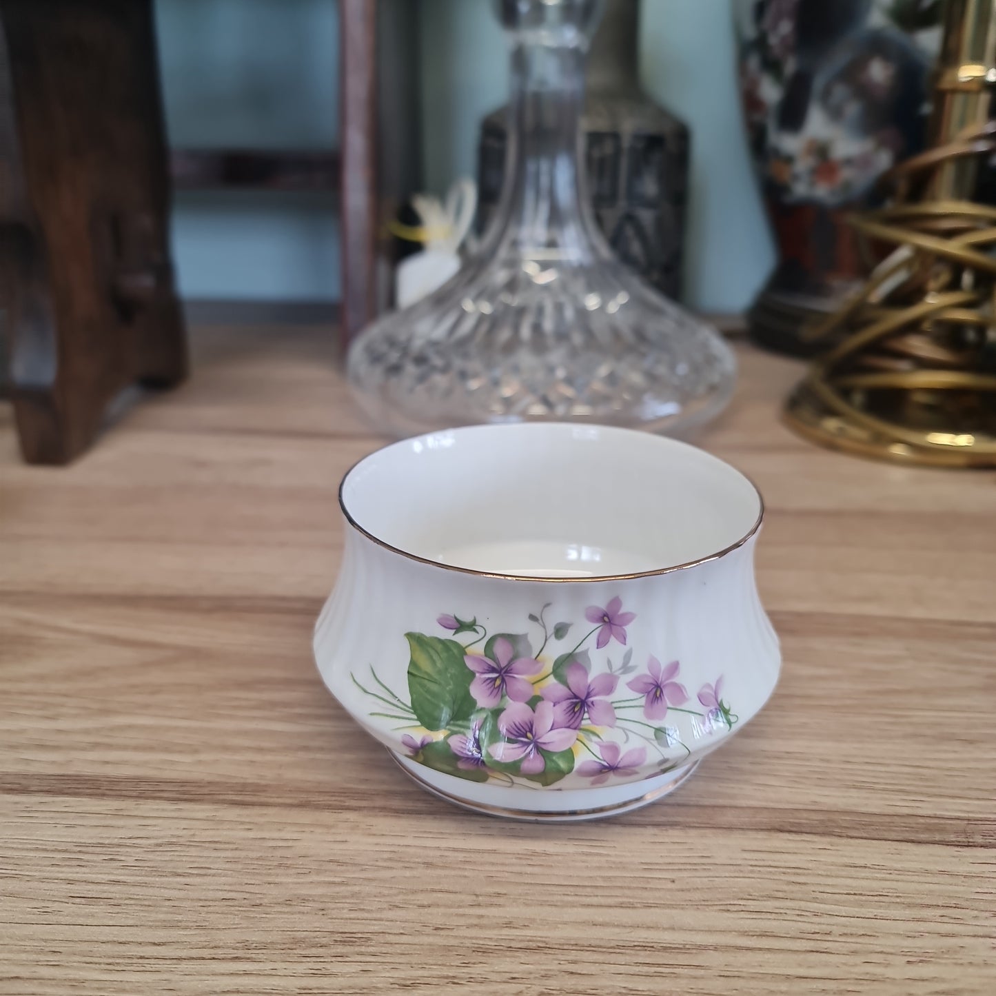 Vintage sugar bowl purple flower