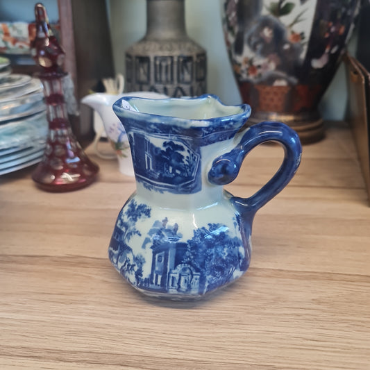 Ironstone blue and white jug 13.5 cm