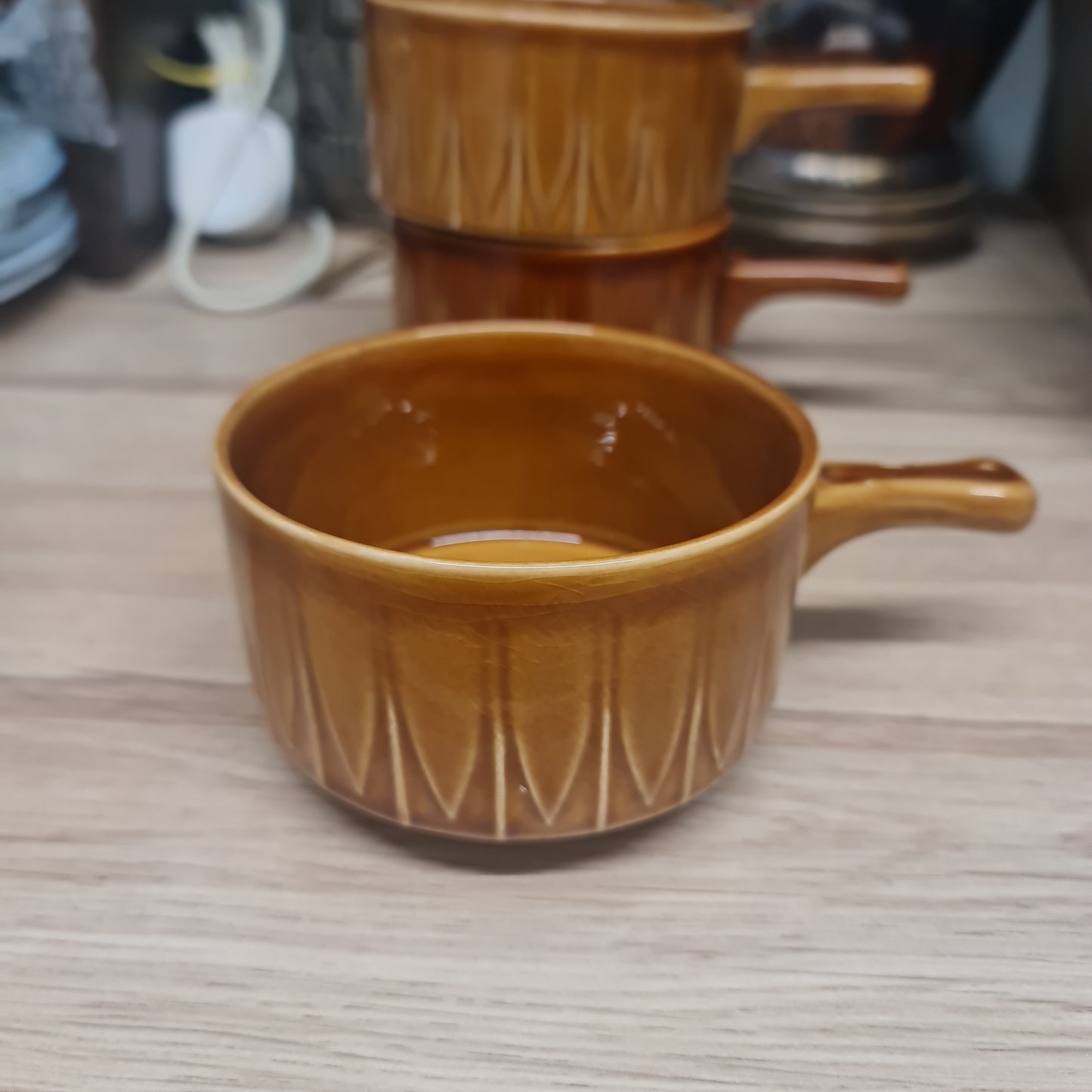 Mid century ironstone bowl with handle