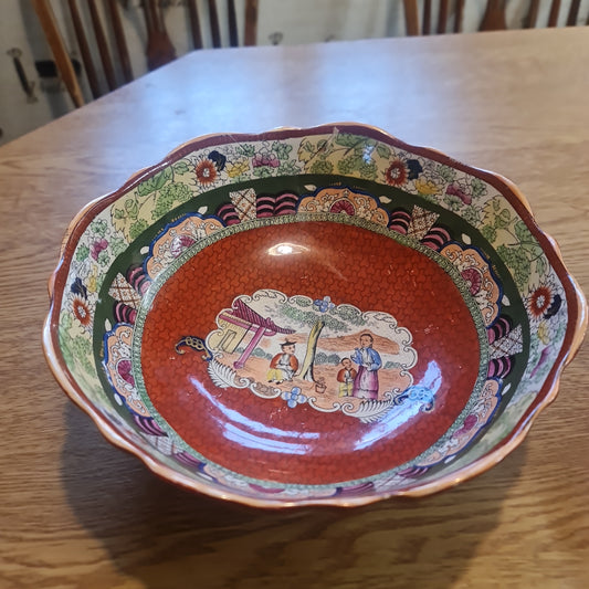 Amazing 19th century mason big handpainted bowl with defect