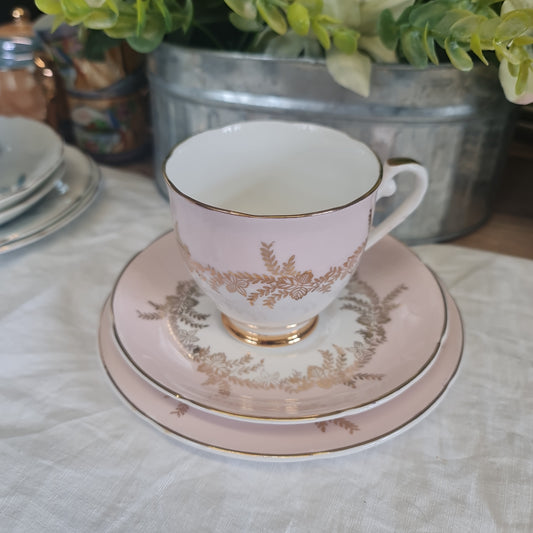 Lovely Royal Grafton pink tea set trio