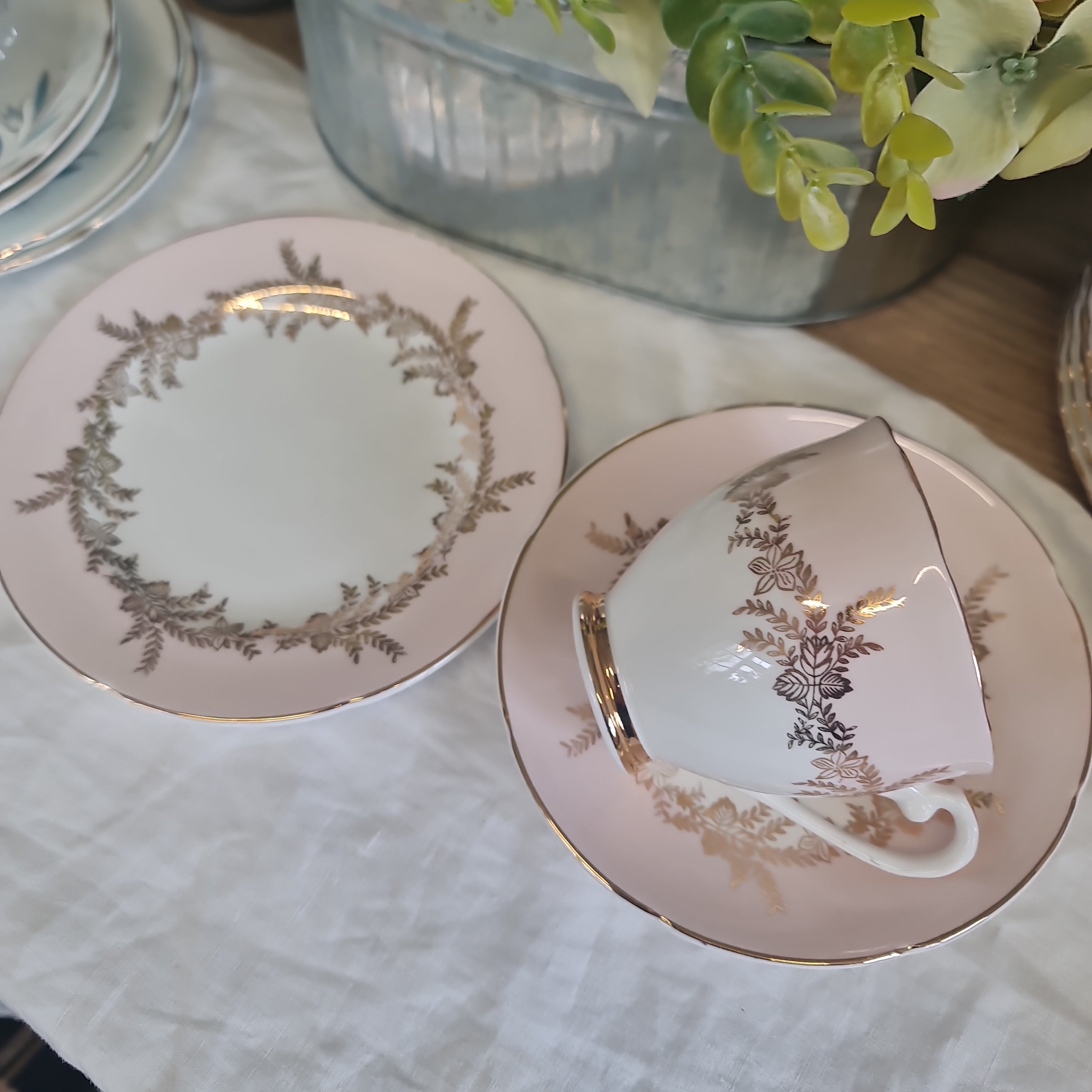 Lovely Royal Grafton pink tea set trio