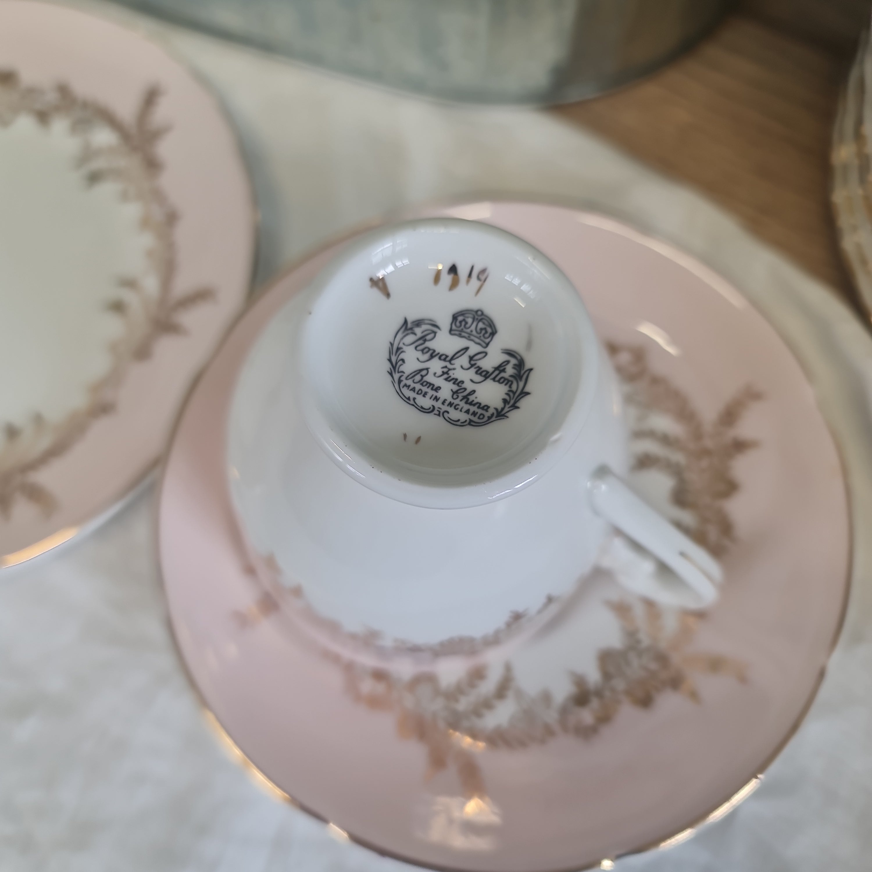 Lovely Royal Grafton pink tea set trio