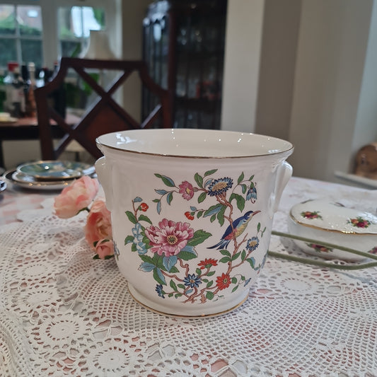 Aynsley rare fine bone china Pembroke big plant pot - reproduction of the 18th century Aynsley design