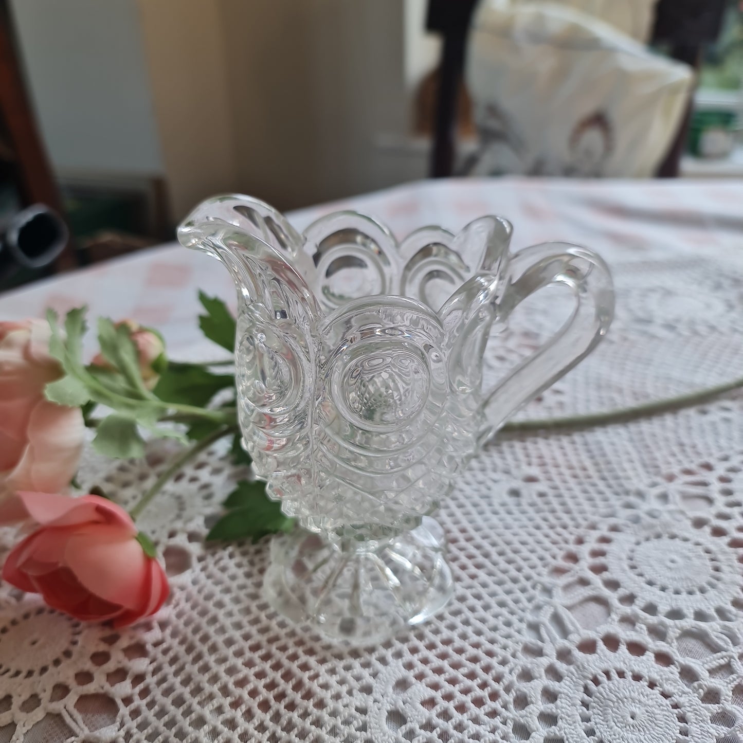 Vintage pressed glass milk jug