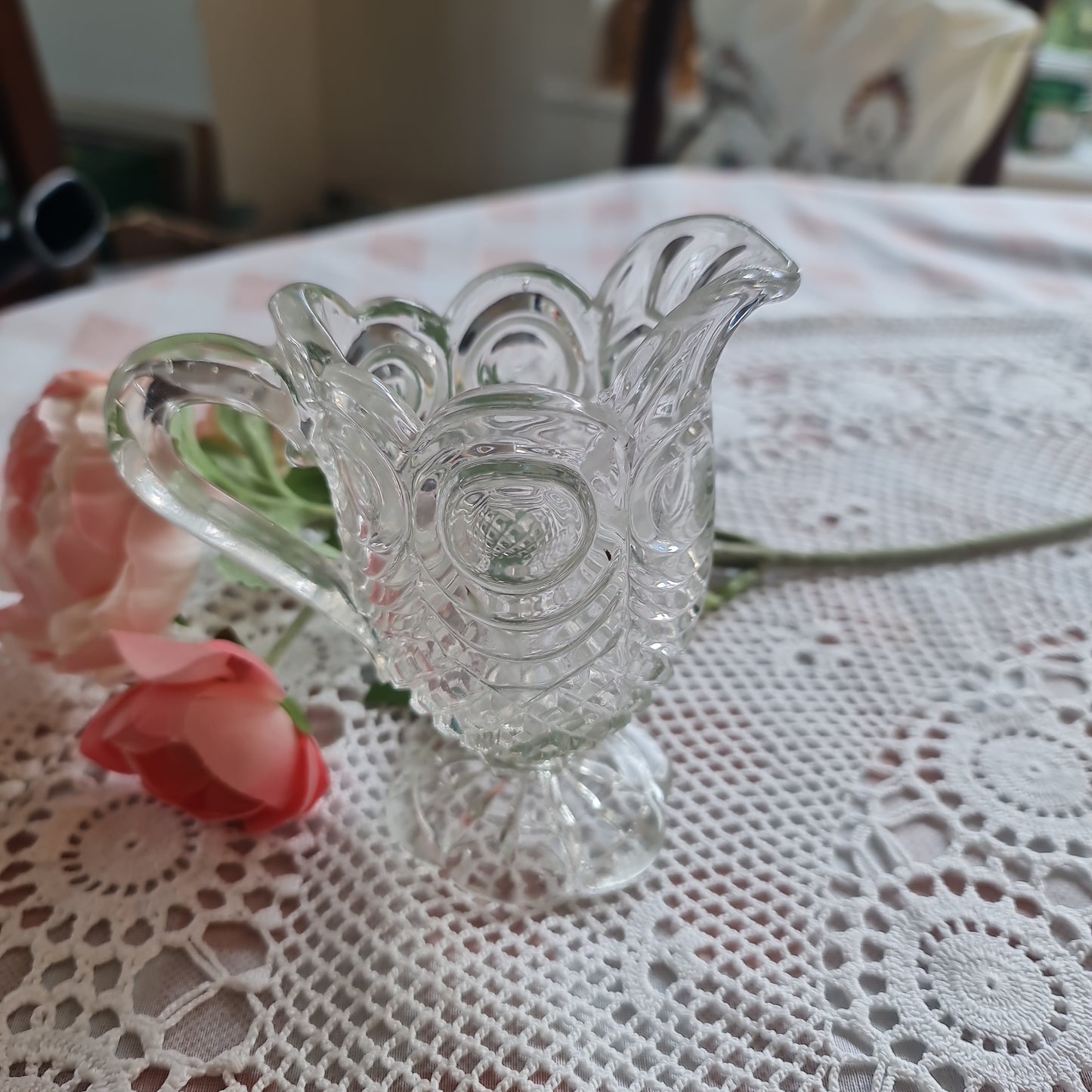 Vintage pressed glass milk jug