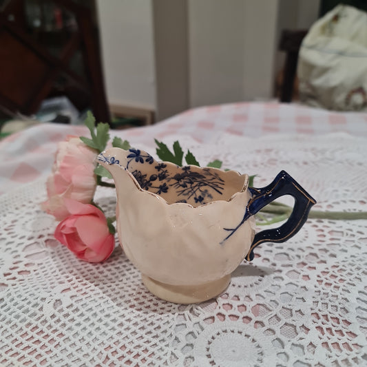 19th Century blue chrysanthemum milk jug -likely Coalport