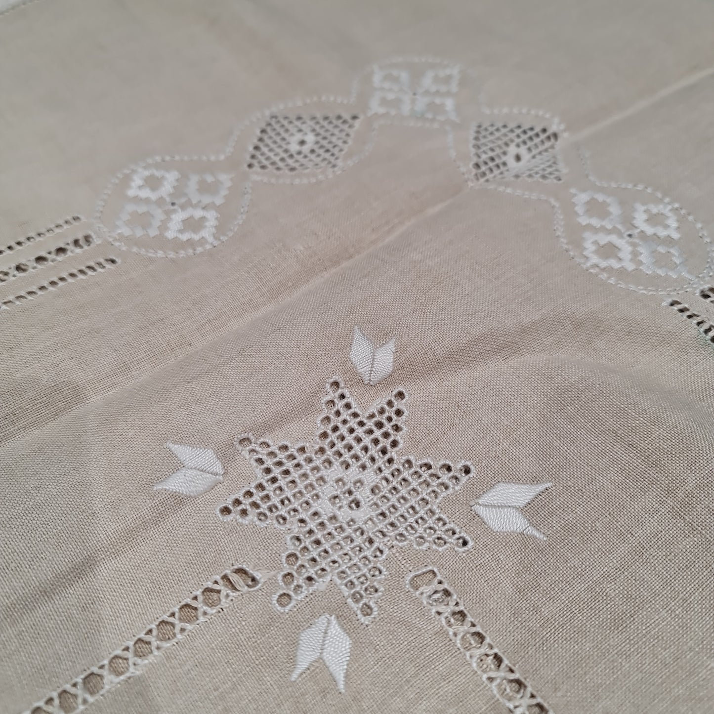 Vintage Square linen table cloth- beige