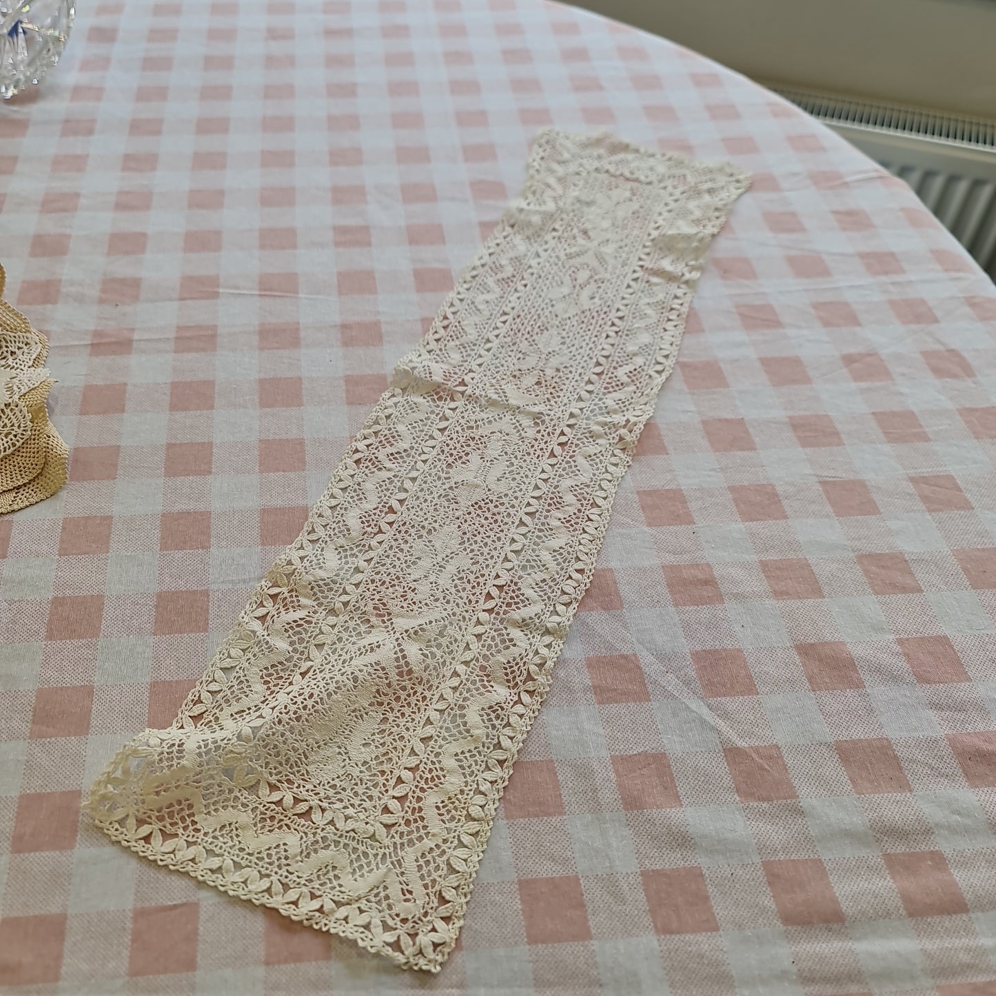 Beautiful vintage lave table runner - minor defect