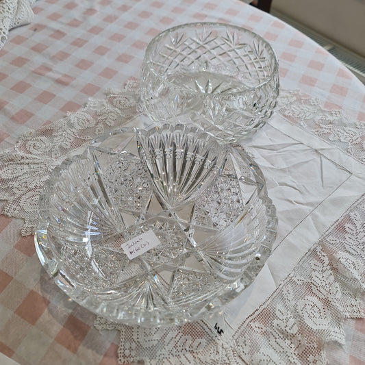 2 x big vintage crystal bowl - one with minor scratches
