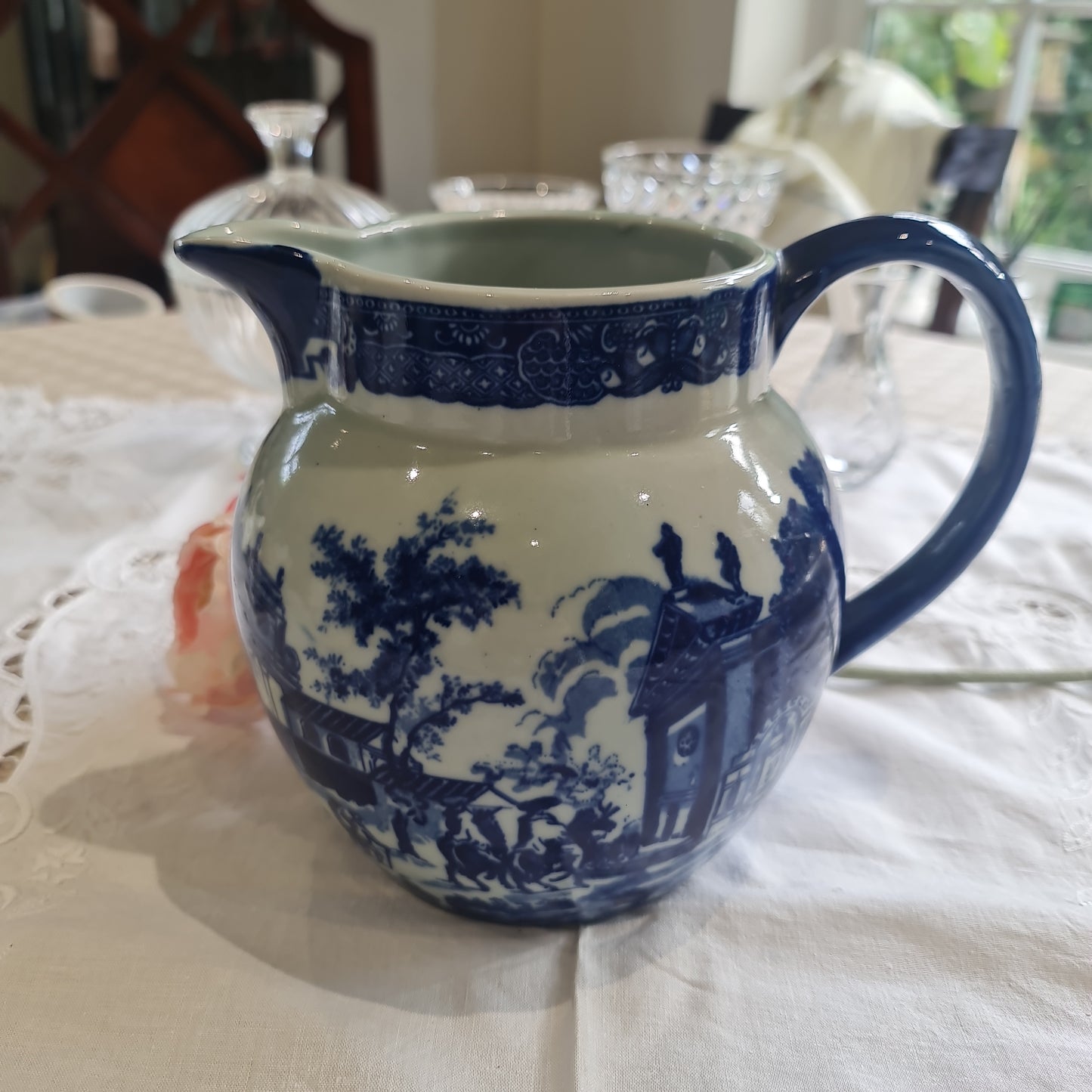 Vintage ironstone blue and white jug