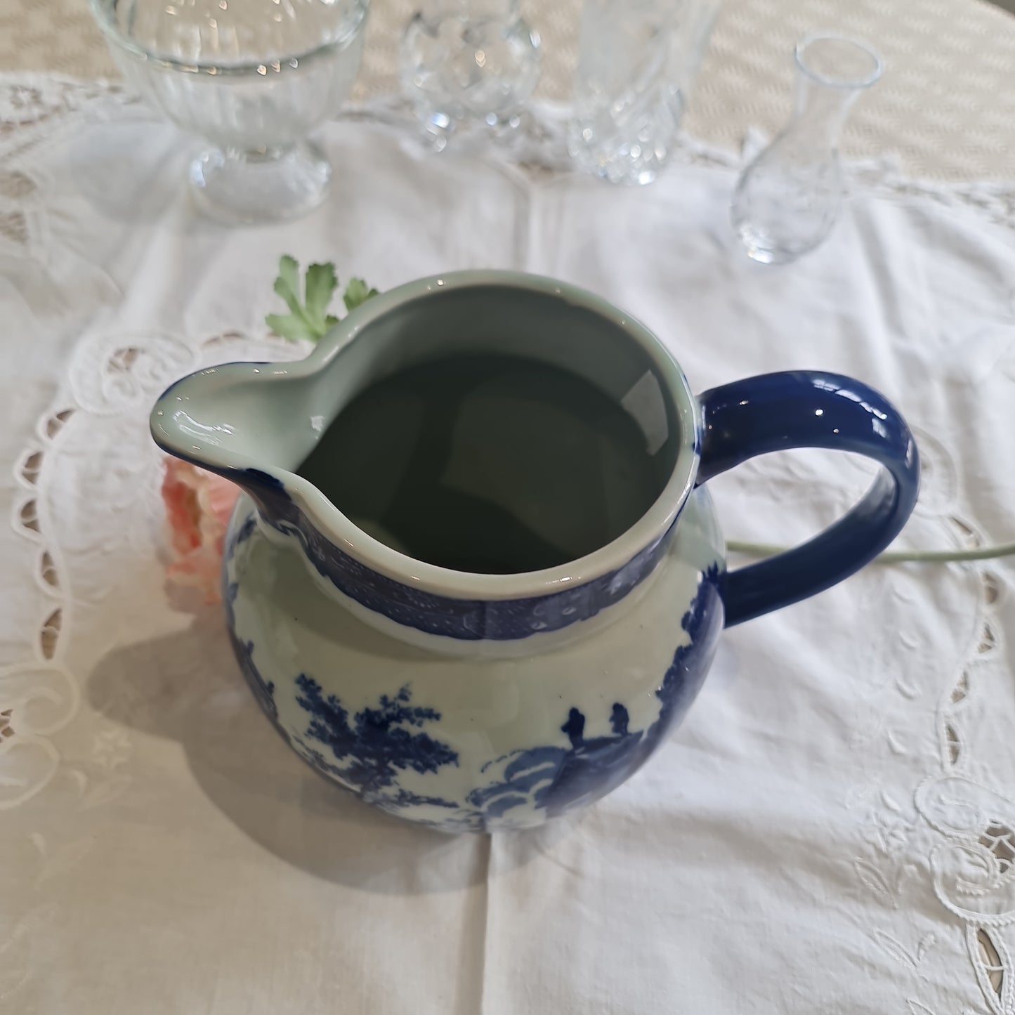 Vintage ironstone blue and white jug