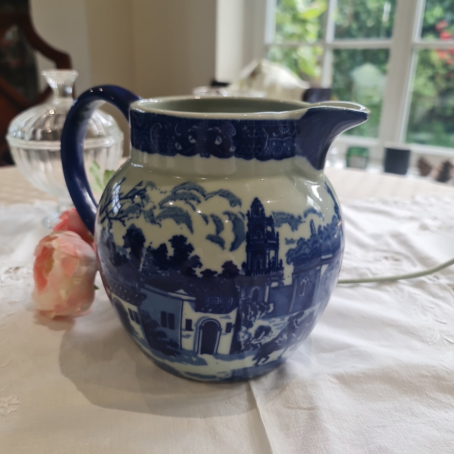 Vintage ironstone blue and white jug