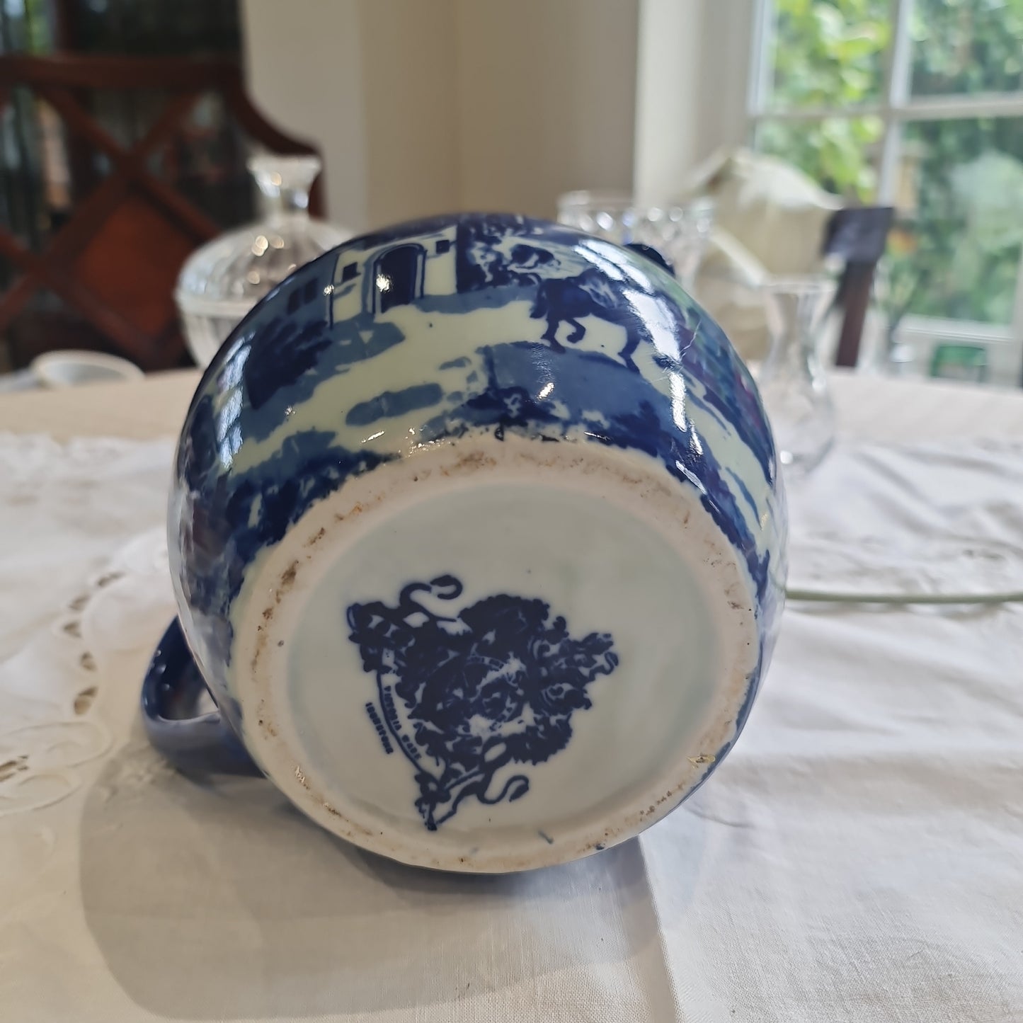 Vintage ironstone blue and white jug