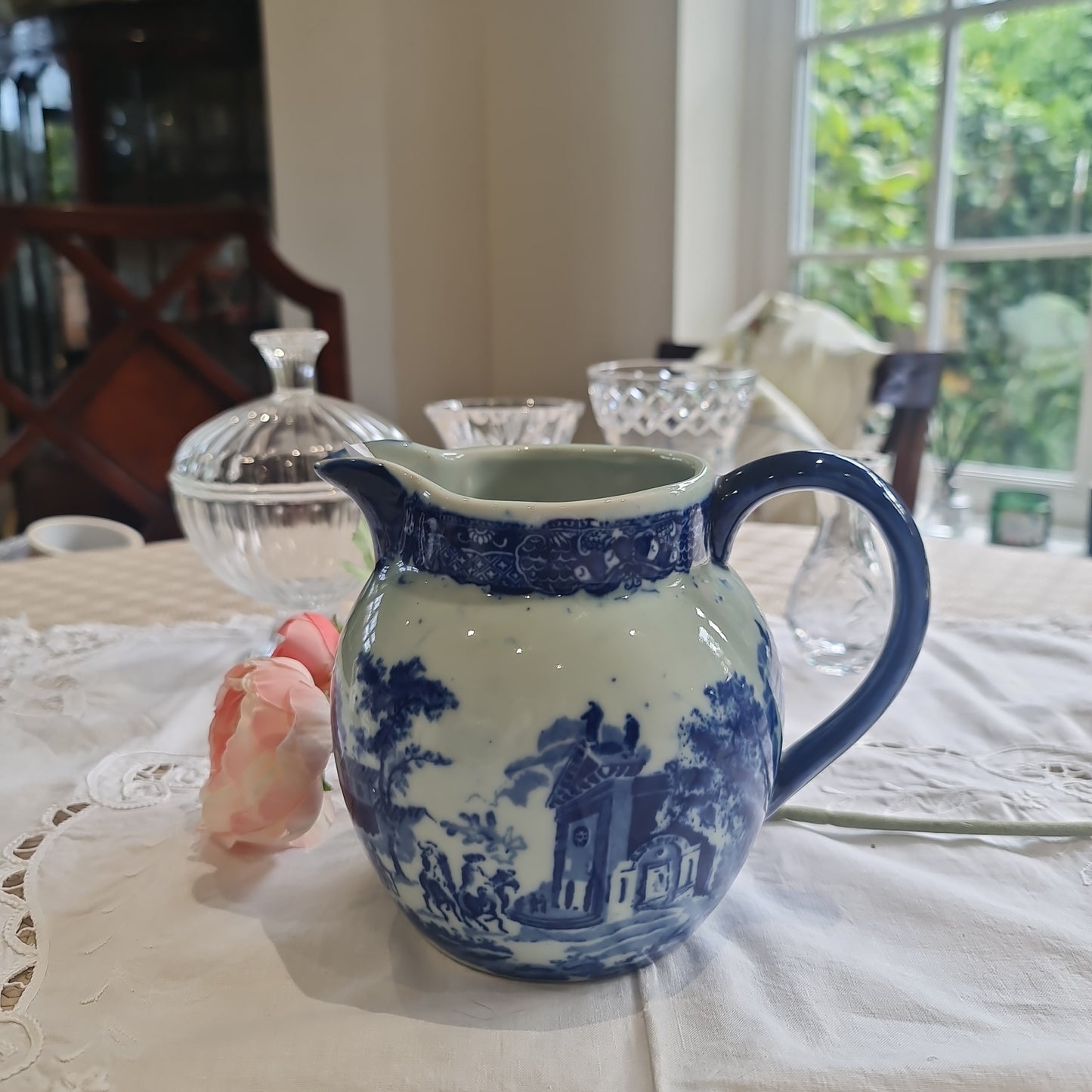 Vintage ironstone blue and white jug