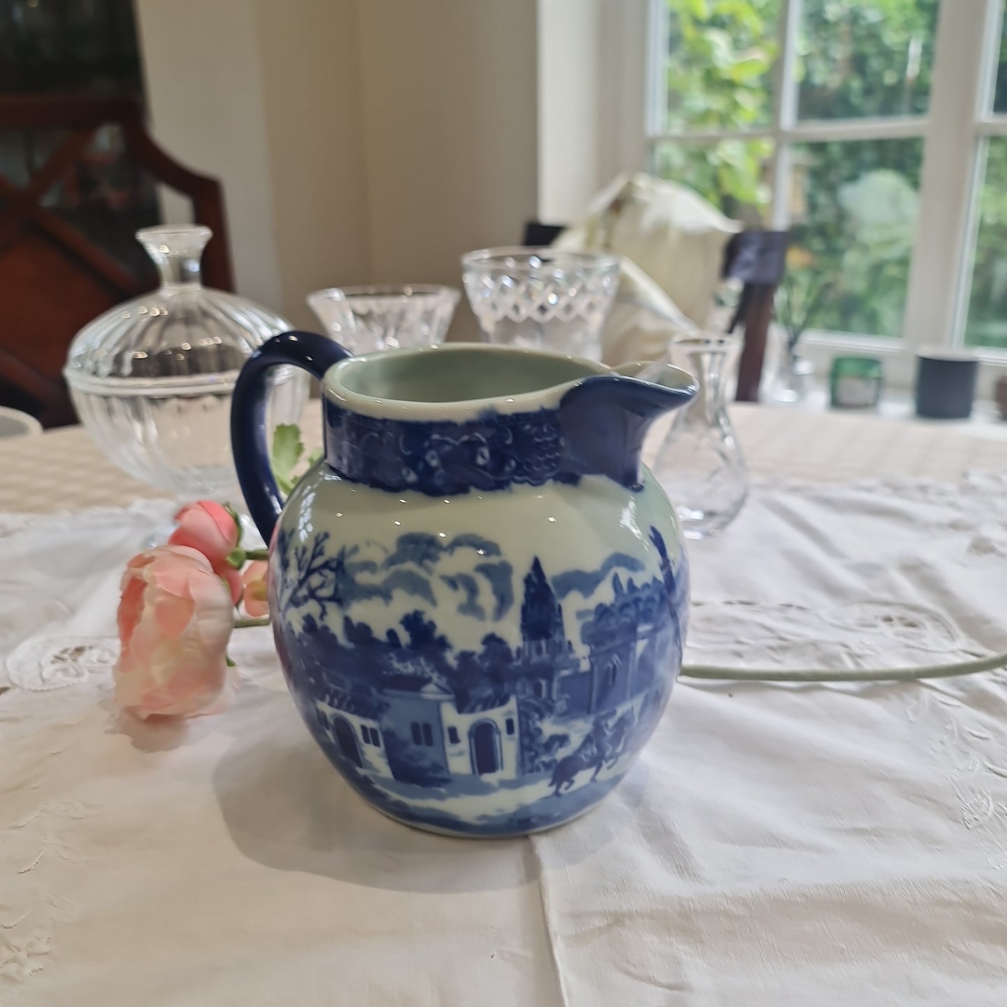 Vintage ironstone blue and white jug