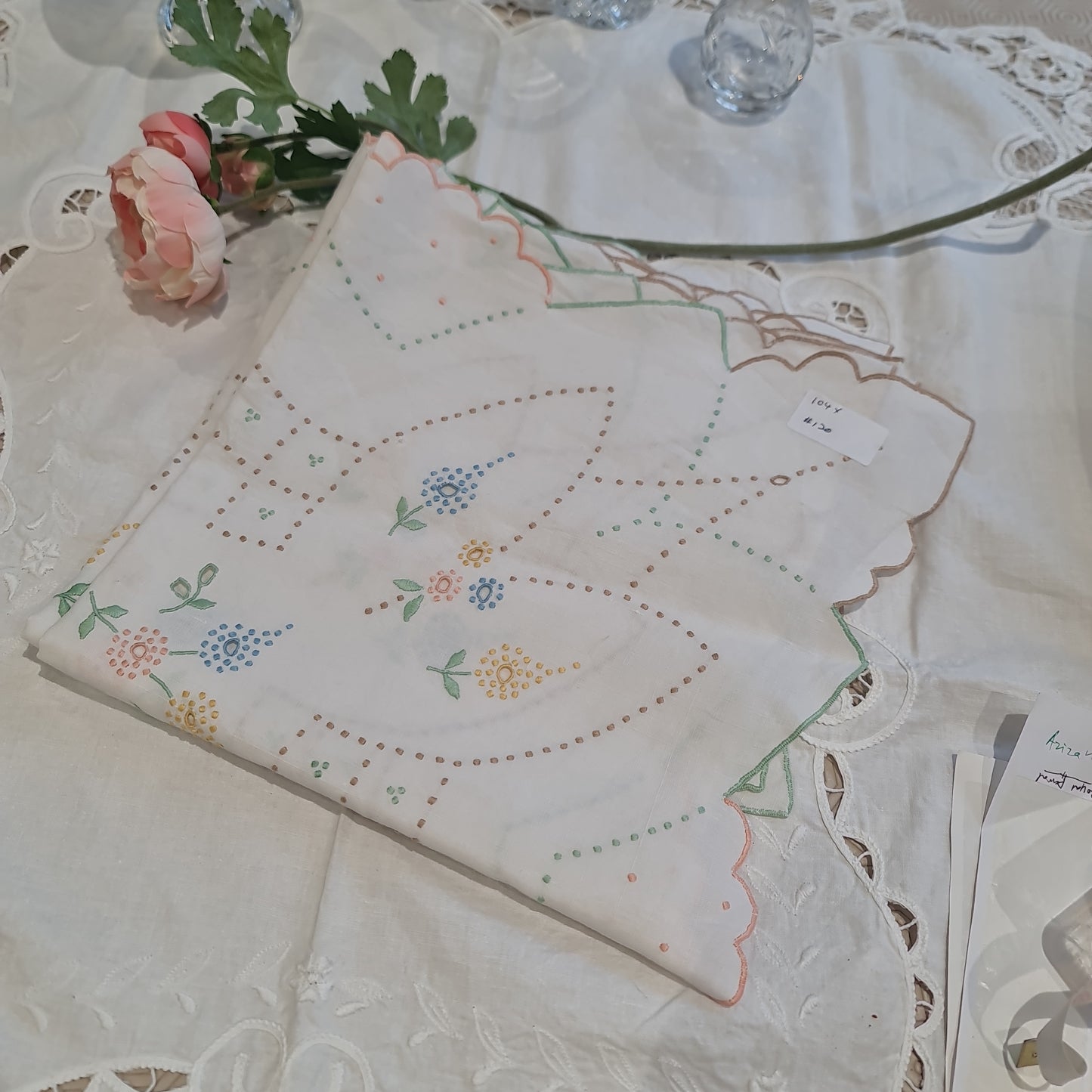 Vintage Tablecloths Handmade , embroidery , linen