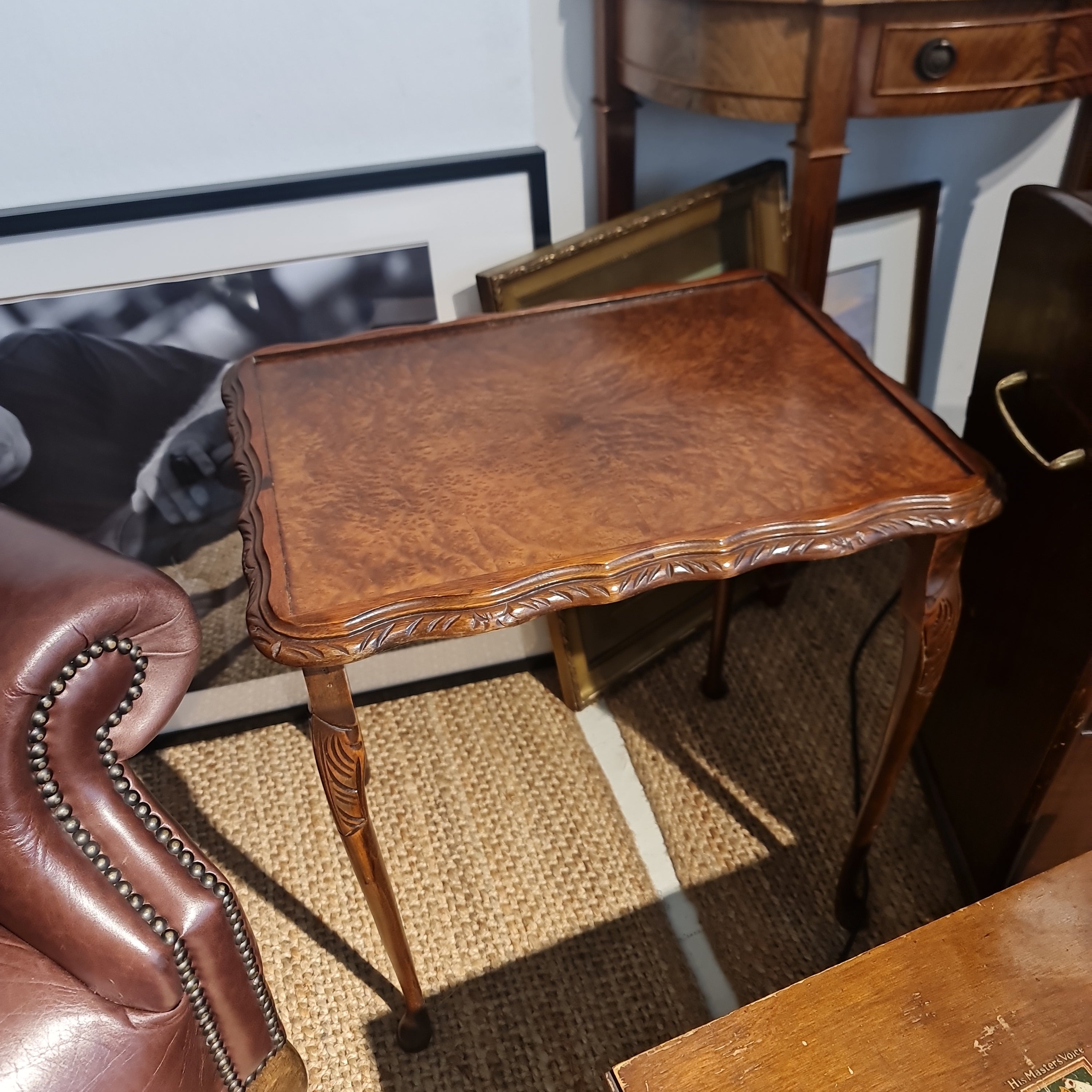 Vintage walnut veneer side table