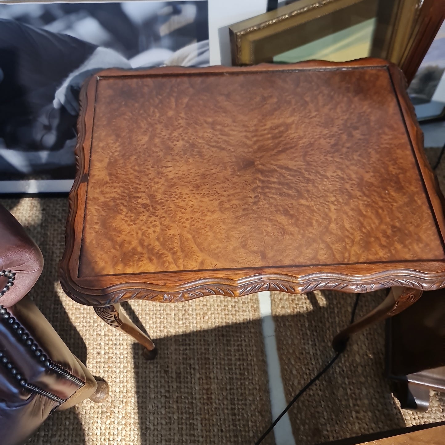 Vintage walnut veneer side table