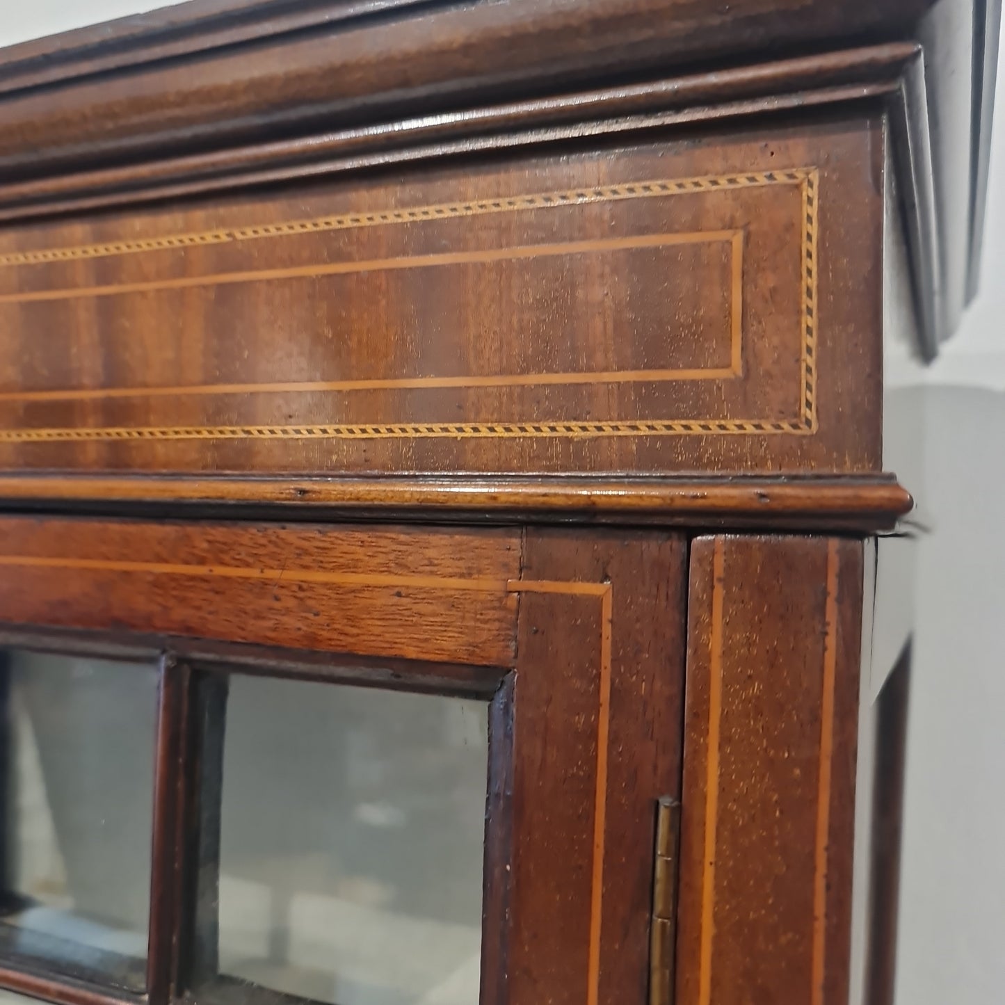 Edwardian tall display cabinet with inlaid