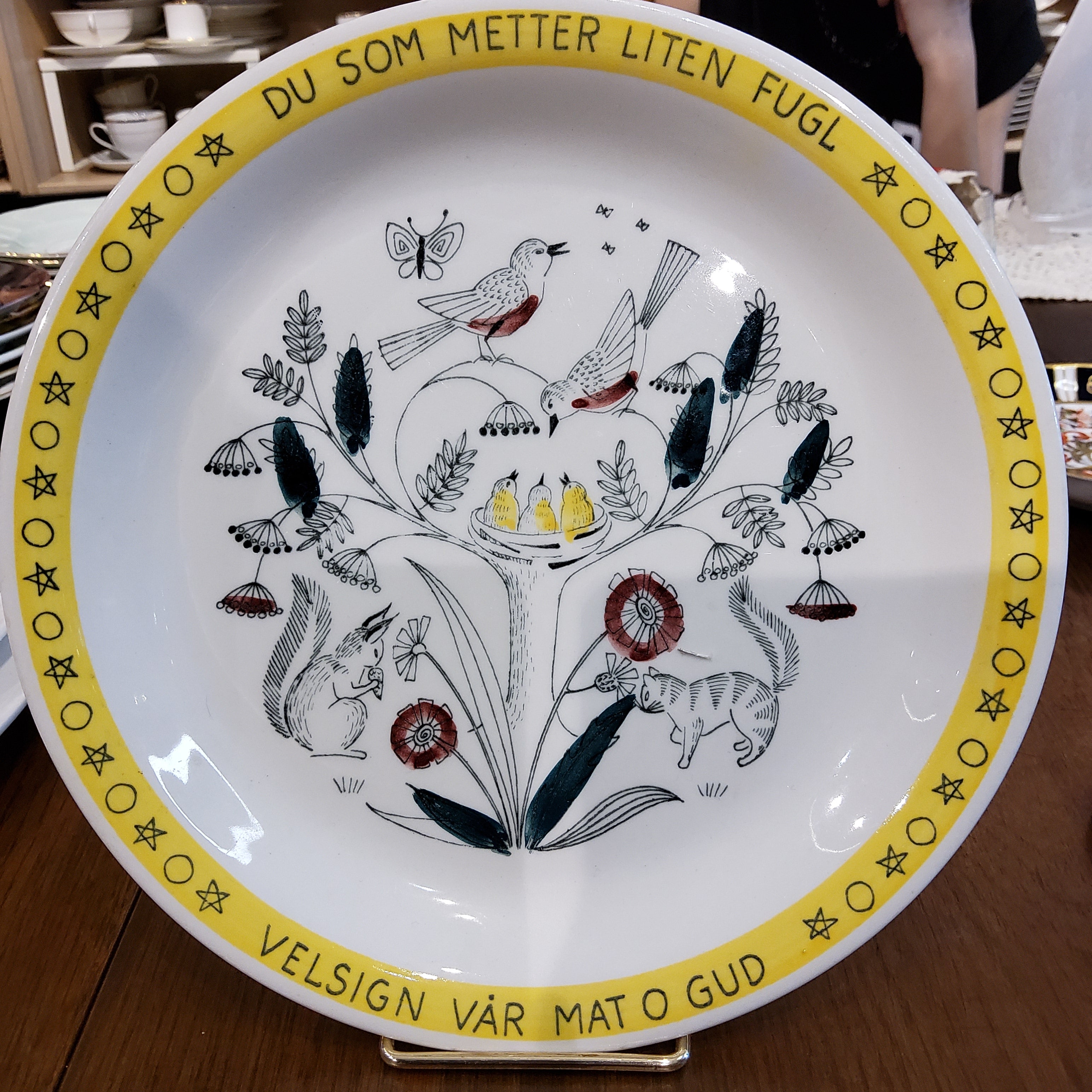 Norwegian Children's Blessing Decorative Plate "Du Som Metter Liten Fugl"